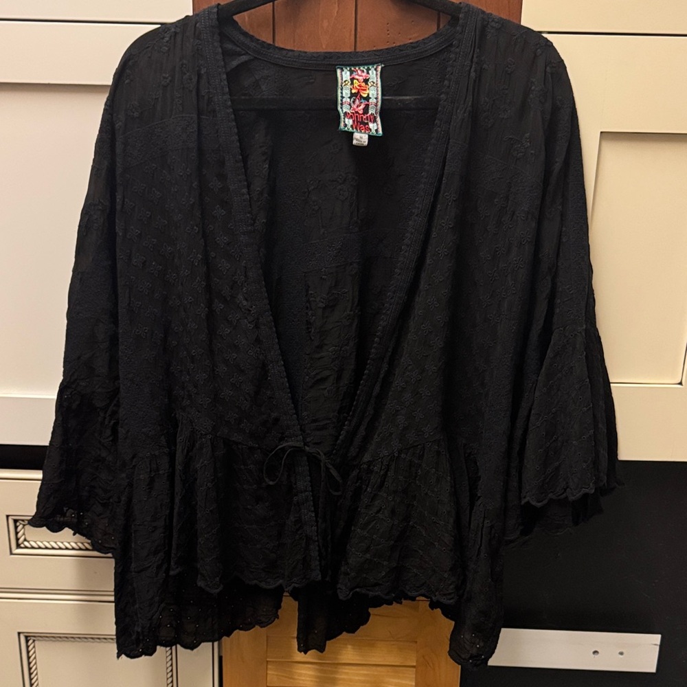 Johnny Was Black Embroidered Kimono Top - Jacket